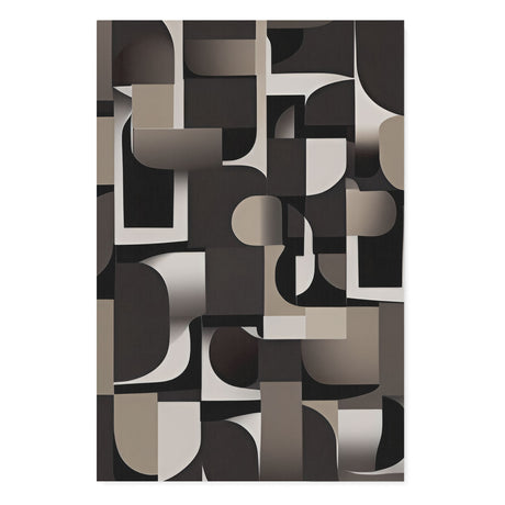 Black, White, and Beige Dark Bauhaus Inspired Pattern Wall Art Canvas {Mid-Century Chaos} Canvas Wall Art Sckribbles 32x48  