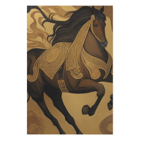 Neutral Medieval Horse Illustration Wall Art Canvas {Horse King} Canvas Wall Art Sckribbles 32x48  