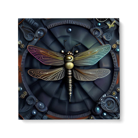 Dark Grungy 3D Insect Canvas Wall Art {Steampunk Dragonfly} Canvas Wall Art Sckribbles 36x36  