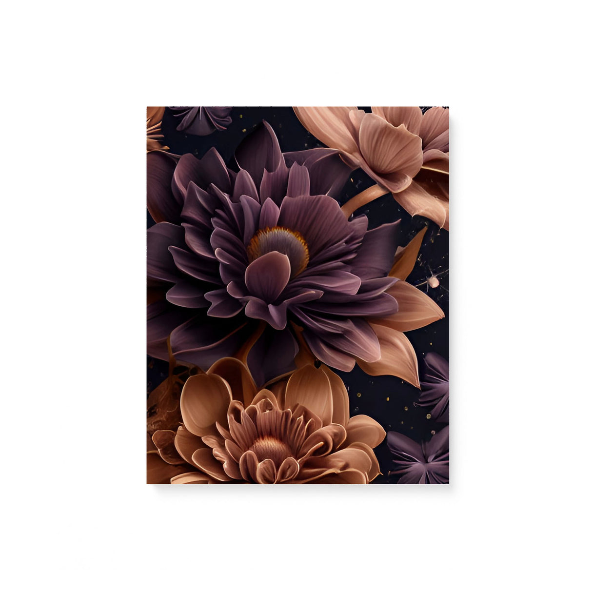 Stylized Neutral and Purple Flowers in Space Canvas Wall Art {Galaxy Love} Canvas Wall Art Sckribbles 8x10  