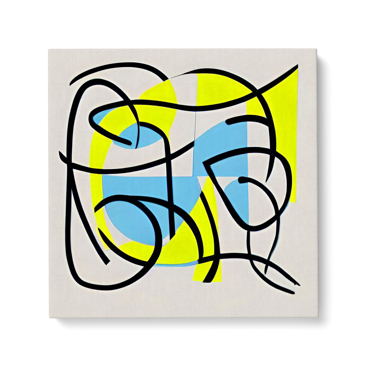 Contemporary Abstract Neon Yellow & Blue Canvas Wall Art Print {Blart} Canvas Wall Art Sckribbles 36x36  