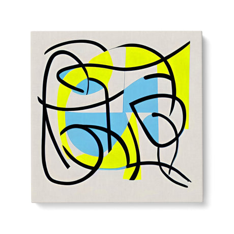 Contemporary Abstract Neon Yellow & Blue Canvas Wall Art Print {Blart} Canvas Wall Art Sckribbles 36x36  