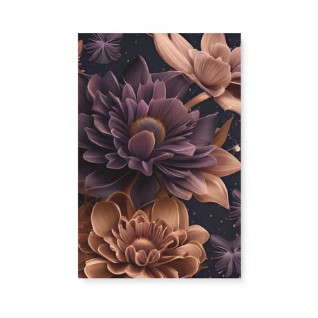 Stylized Neutral and Purple Flowers in Space Canvas Wall Art {Galaxy Love} Canvas Wall Art Sckribbles 16x24  