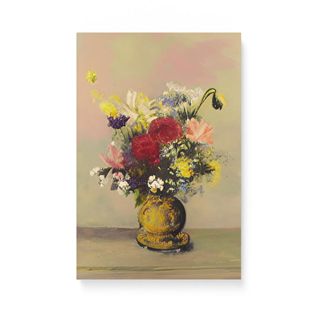 Vintage Painting of a Vase of Flowers Canvas Wall Art {The Golden Vase} Canvas Wall Art Sckribbles 12x18  