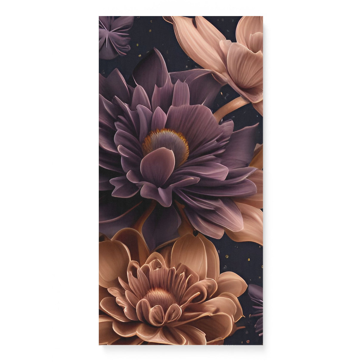 Stylized Neutral and Purple Flowers in Space Canvas Wall Art {Galaxy Love} Canvas Wall Art Sckribbles 16x32  