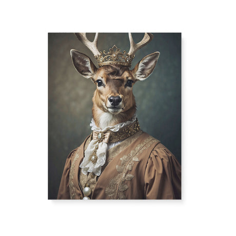 Vintage 18th-Century Deer Portrait Wall Art Canvas {Deer Royalty} Canvas Wall Art Sckribbles 16x20  