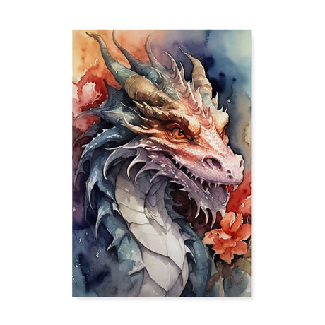 Mythical Watercolor Canvas Wall Art {The Dragon} Canvas Wall Art Sckribbles 20x30  