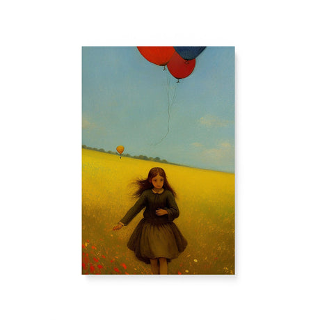 Charming Whimsical Wall Art Canvas {Girl with Balloon V4} Canvas Wall Art Sckribbles 8x12  