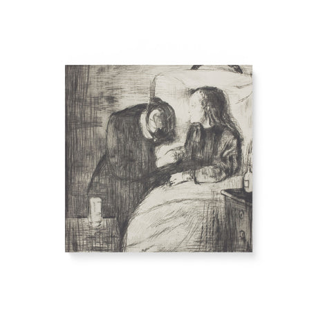 "The Sick Child" Sad Black & White Vintage Sketch Wall Art Canvas by Edvard Munch Canvas Wall Art Sckribbles 16x16  