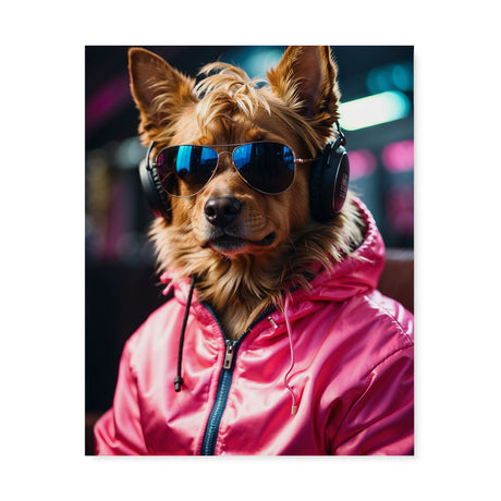 1980's Dog Portrait in Pink Tracksuit Wall Art Canvas Print {80's Doggo} Canvas Wall Art Sckribbles 24x30  
