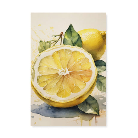 Sliced Lemon Bright Kitchen Watercolor Wall Art Canvas {Slice of Sour} Canvas Wall Art Sckribbles 24x36  