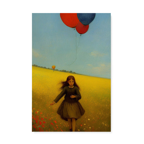 Charming Whimsical Wall Art Canvas {Girl with Balloon V4} Canvas Wall Art Sckribbles 24x36  
