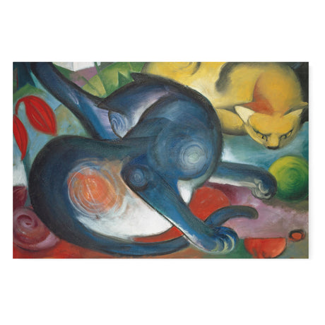 "Two Cats, Blue and Yellow" Canvas Print by Franz Marc (1912) Canvas Wall Art Sckribbles 48x32  