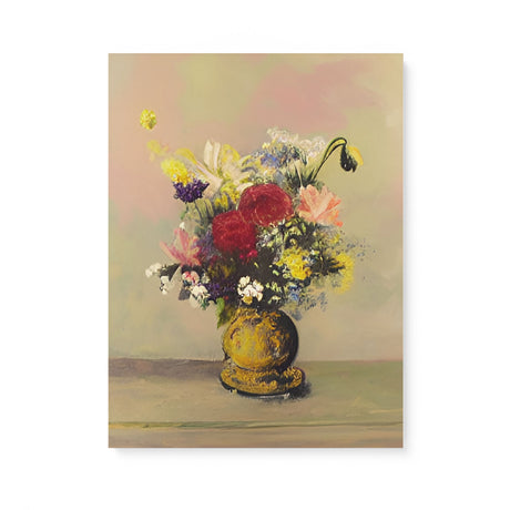 Vintage Painting of a Vase of Flowers Canvas Wall Art {The Golden Vase} Canvas Wall Art Sckribbles 18x24  