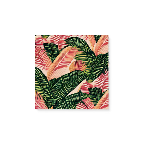 Tropical Pink and Green Palm Leaves Wall Art Canvas {Staycation Vibes} Canvas Wall Art Sckribbles 8x8  