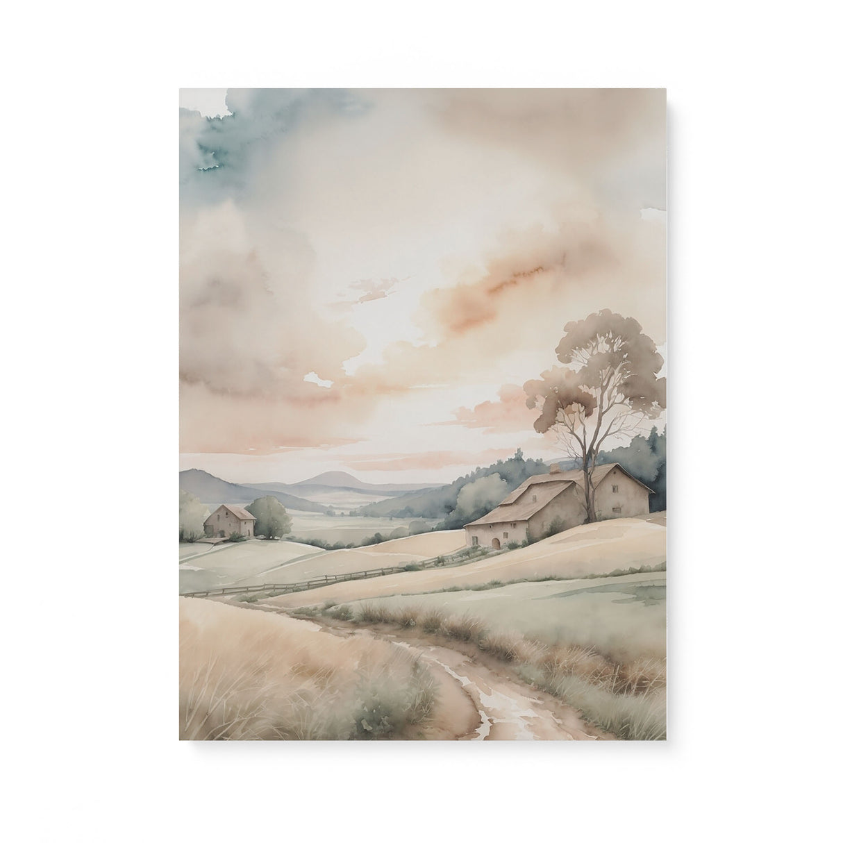 Beautiful Scenic Watercolor Wall Art Canvas {Country Road} Canvas Wall Art Sckribbles 18x24  