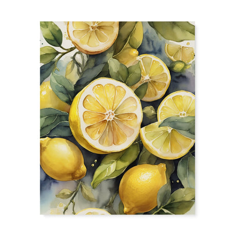 Whimsical Lemon Kitchen Watercolor Wall Art Canvas {Sour Beauty} Canvas Wall Art Sckribbles 24x30  