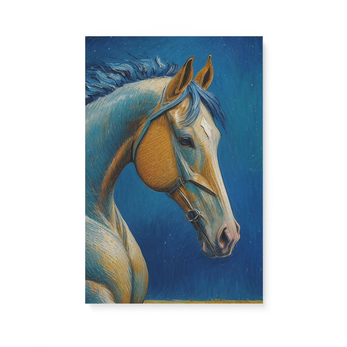Horse Oil Painting in Blue & Orange Wall Art Canvas {Midnight Equine} Canvas Wall Art Sckribbles 16x24  