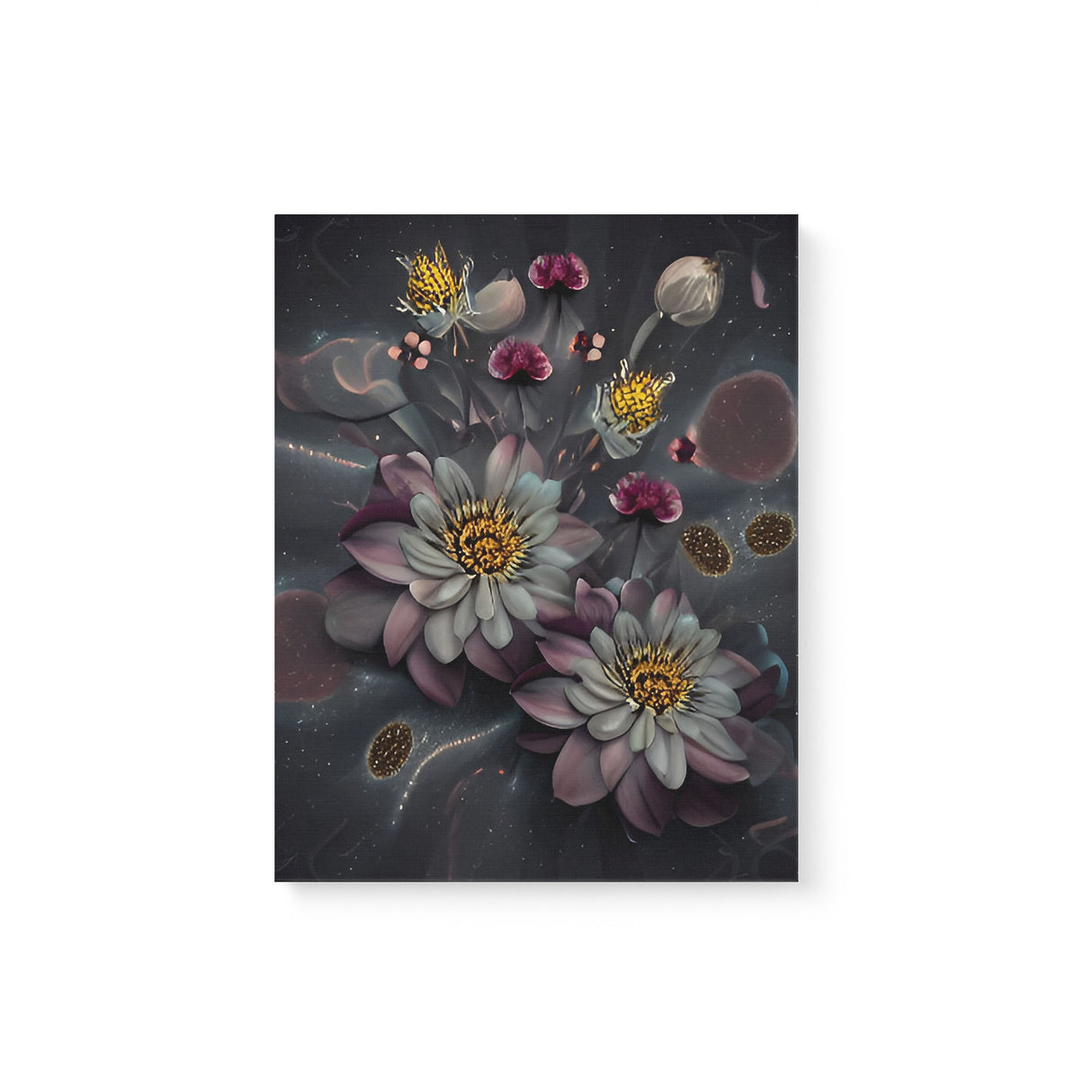 Dark Mysterious Flowers at Night Canvas Wall Art {Deep Floral} Canvas Wall Art Sckribbles 11x14  