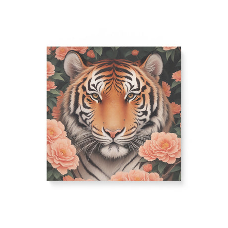 Tiger with Flowers Wall Art Canvas {Tiger Portrait V1} Canvas Wall Art Sckribbles 16x16  