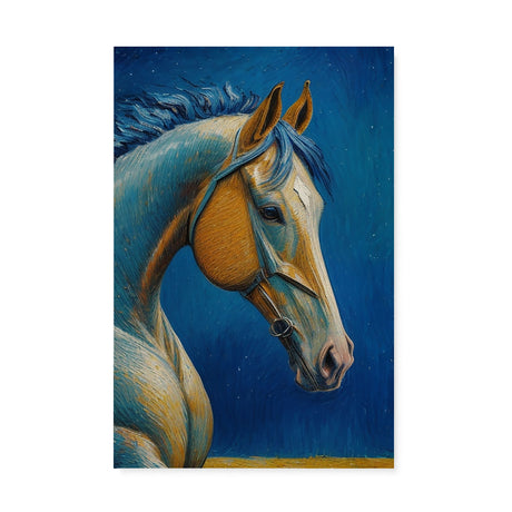 Horse Oil Painting in Blue & Orange Wall Art Canvas {Midnight Equine} Canvas Wall Art Sckribbles 24x36  
