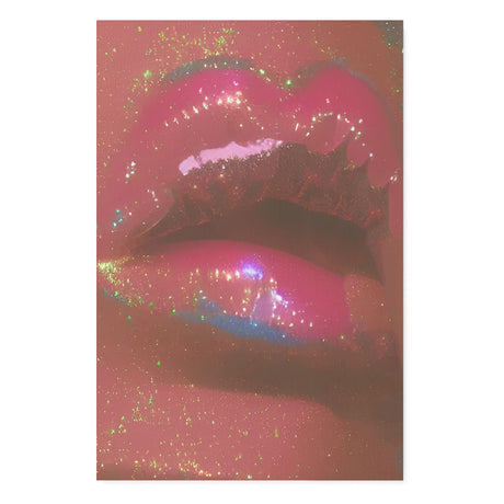 70's Retro Disco Lips Covered in Glitter Canvas Wall Art {Glitter Lips} Canvas Wall Art Sckribbles 32x48  