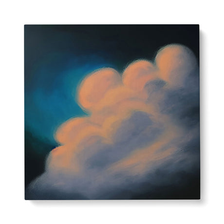 Deep Sad Moody Cloud on Dark Blue Sky Background Canvas Wall Art {The Silver Lining} Canvas Wall Art Sckribbles 40x40  