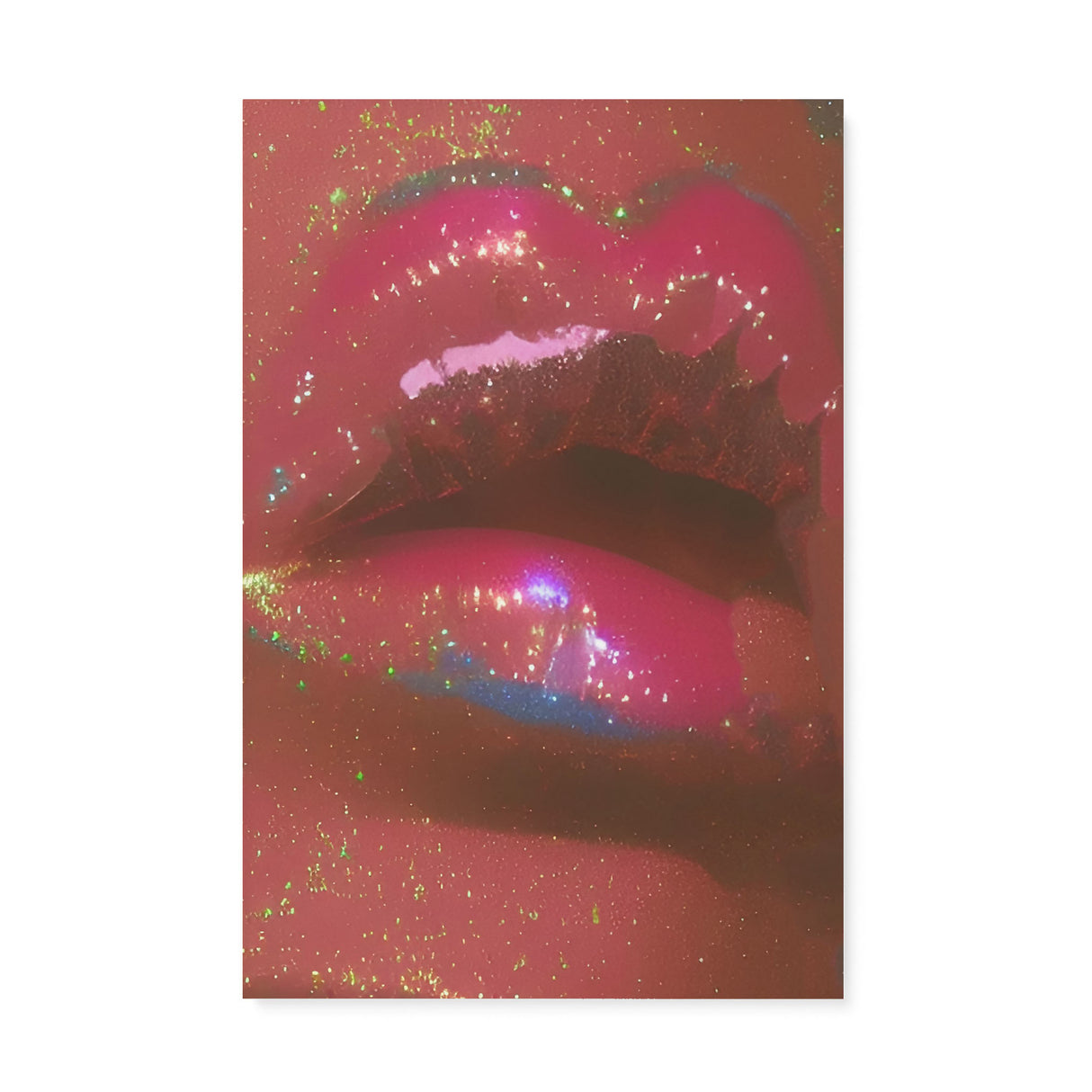 70's Retro Disco Lips Covered in Glitter Canvas Wall Art {Glitter Lips} Canvas Wall Art Sckribbles 20x30  