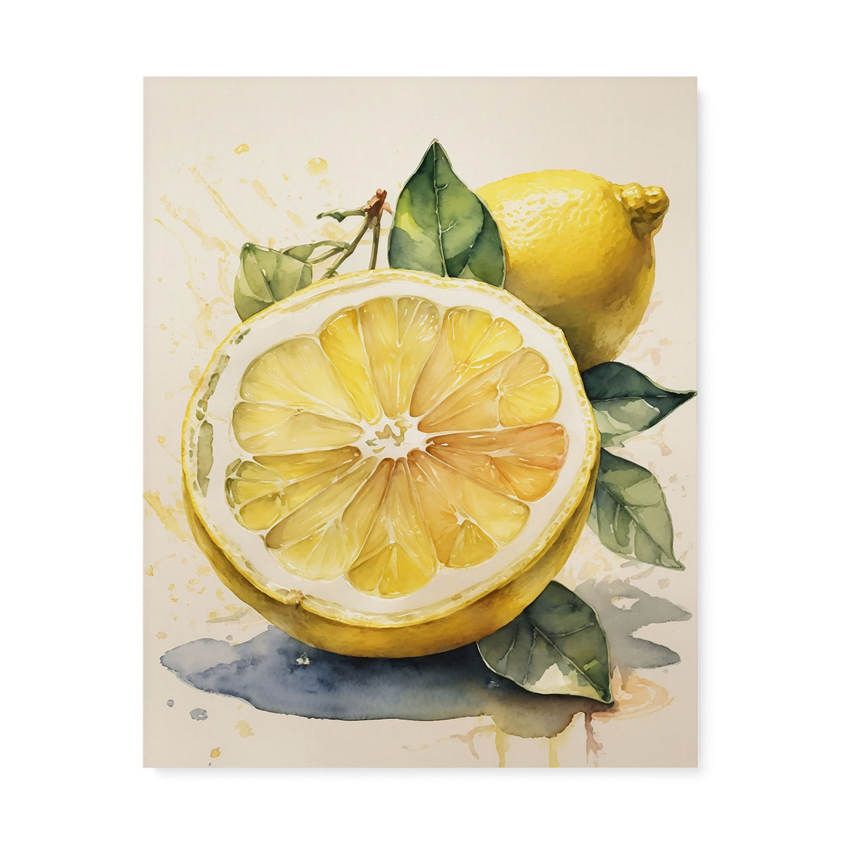 Sliced Lemon Bright Kitchen Watercolor Wall Art Canvas {Slice of Sour} Canvas Wall Art Sckribbles 24x30  