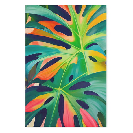Colorful Monstera Deliciosa Swiss Cheese Wall Art Canvas {Monstera Love} Canvas Wall Art Sckribbles 32x48  