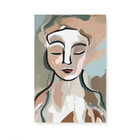 Modern Boho Portrait Canvas Wall Art of a Woman in Neutral Tones {Beige Bohemian} Canvas Wall Art Sckribbles 16x24  