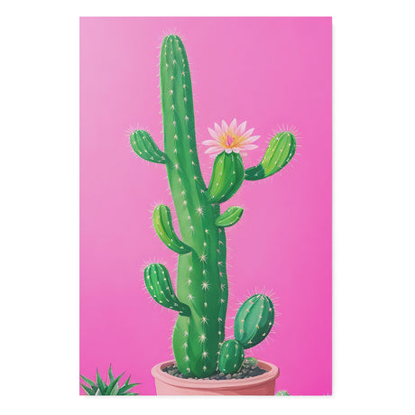 Bright Colorful Pot Plant Wall Art Canvas {Spunky Cactus} Canvas Wall Art Sckribbles 32x48  