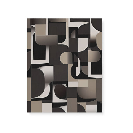 Black, White, and Beige Dark Bauhaus Inspired Pattern Wall Art Canvas {Mid-Century Chaos} Canvas Wall Art Sckribbles 16x20  