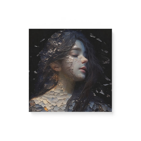 Dark Sad Moody Portrait of a Girl with Broken Glass Canvas Wall Art Print {Shattered Youth} Canvas Wall Art Sckribbles 16x16  