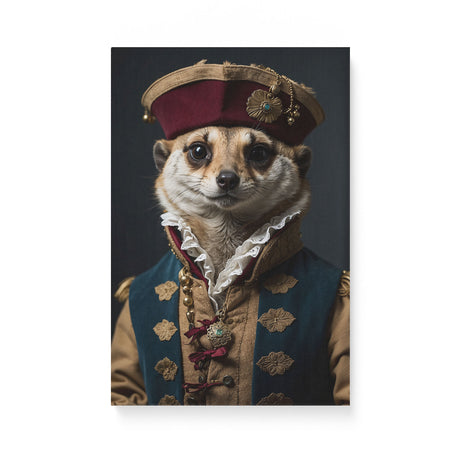 Meerkat in 18th-Century Clothing Vintage Wall Art Canvas {The Regal Meerkat} Canvas Wall Art Sckribbles 12x18  