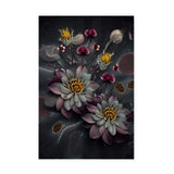 Dark Mysterious Flowers at Night Canvas Wall Art {Deep Floral} Canvas Wall Art Sckribbles 24x36  
