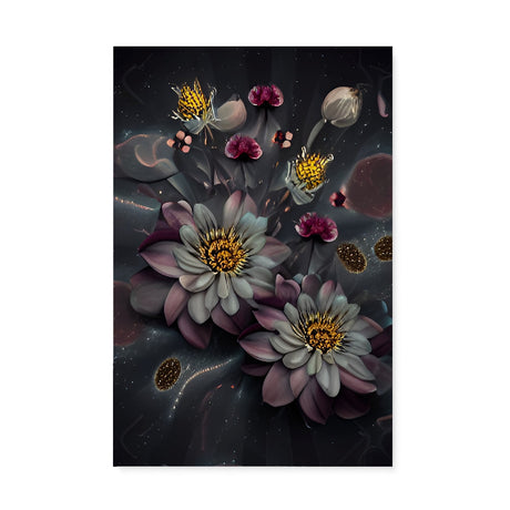Dark Mysterious Flowers at Night Canvas Wall Art {Deep Floral} Canvas Wall Art Sckribbles 24x36  