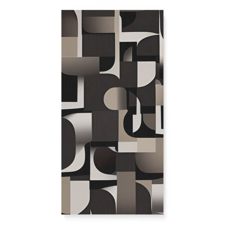 Black, White, and Beige Dark Bauhaus Inspired Pattern Wall Art Canvas {Mid-Century Chaos} Canvas Wall Art Sckribbles 16x32  