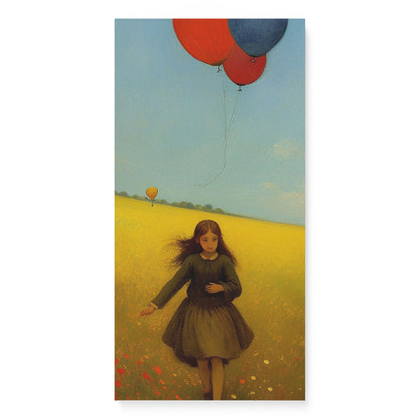 Charming Whimsical Wall Art Canvas {Girl with Balloon V4} Canvas Wall Art Sckribbles 16x32  