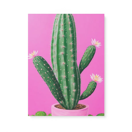 Bright Pink and Green Canvas Wall Art {Cactus Love} Canvas Wall Art Sckribbles 18x24  