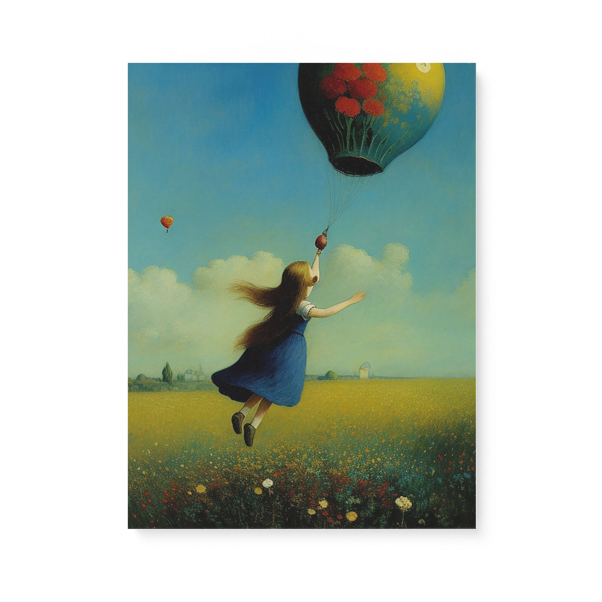 Colorful Whimsical Wall Art Canvas {Girl with Balloon V5} Canvas Wall Art Sckribbles 18x24  