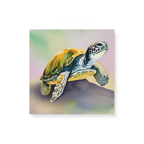 Cute Watercolor Sea Turtle Wall Art Canvas {Pastel Turtle} Canvas Wall Art Sckribbles 16x16  
