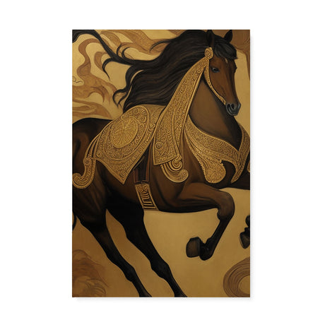 Neutral Medieval Horse Illustration Wall Art Canvas {Horse King} Canvas Wall Art Sckribbles 24x36  