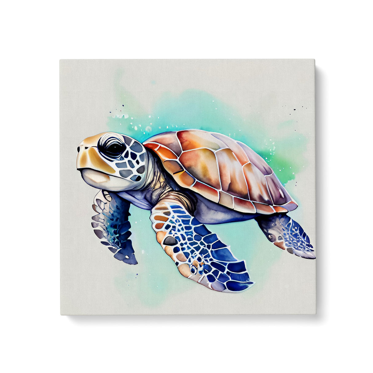 Cute Watercolor Sea Turtle Wall Art Canvas {Sweet Turtle} Canvas Wall Art Sckribbles 24x24  