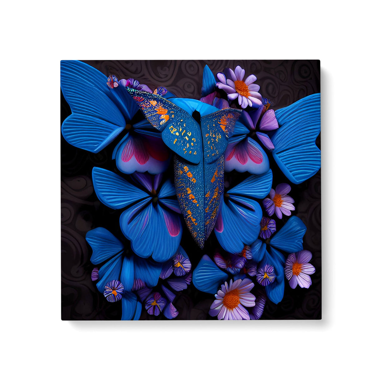 Bright Royal Blue 3D Butterfly Nursery Wall Art Canvas {Queen Papillon} Canvas Wall Art Sckribbles 24x24  