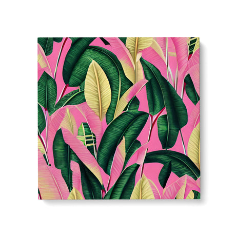 Tropical Palm Tree Leaves Canvas Wall Art {Pink Palms} Canvas Wall Art Sckribbles 24x24  