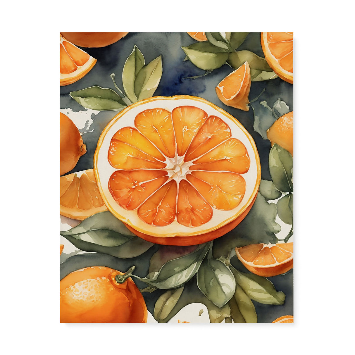 Fresh Watercolor Orange Canvas Wall Art {Morning Citrus} Canvas Wall Art Sckribbles 24x30  