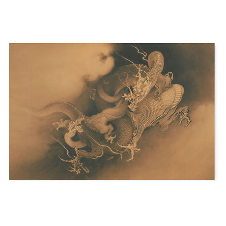 "Two Dragons in Clouds" Japanese Wall Art Canvas Print by Kanō Hōgai Canvas Wall Art Sckribbles 48x32  