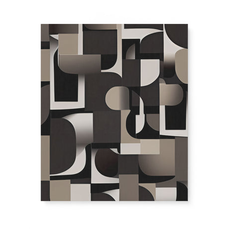 Black, White, and Beige Dark Bauhaus Inspired Pattern Wall Art Canvas {Mid-Century Chaos} Canvas Wall Art Sckribbles 20x24  
