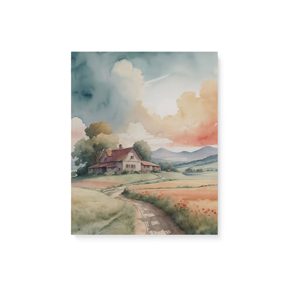 Classic Landscape Watercolor Wall Art Canvas {Road to Calm} Canvas Wall Art Sckribbles 8x10  